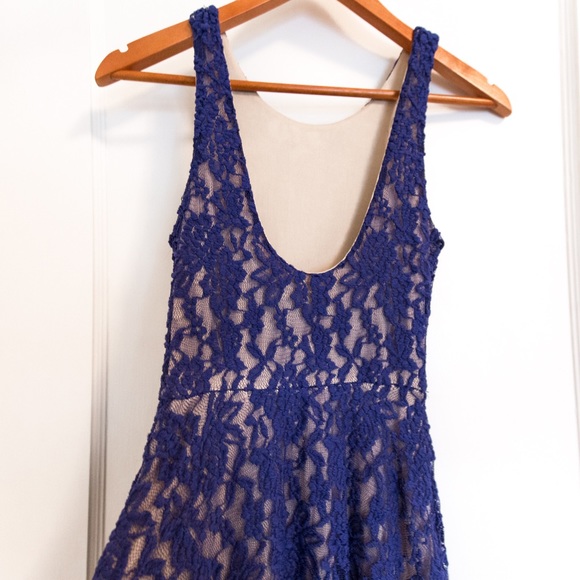Nordstrom Low-back Dress Blue Lace/Cream - Picture 5 of 5